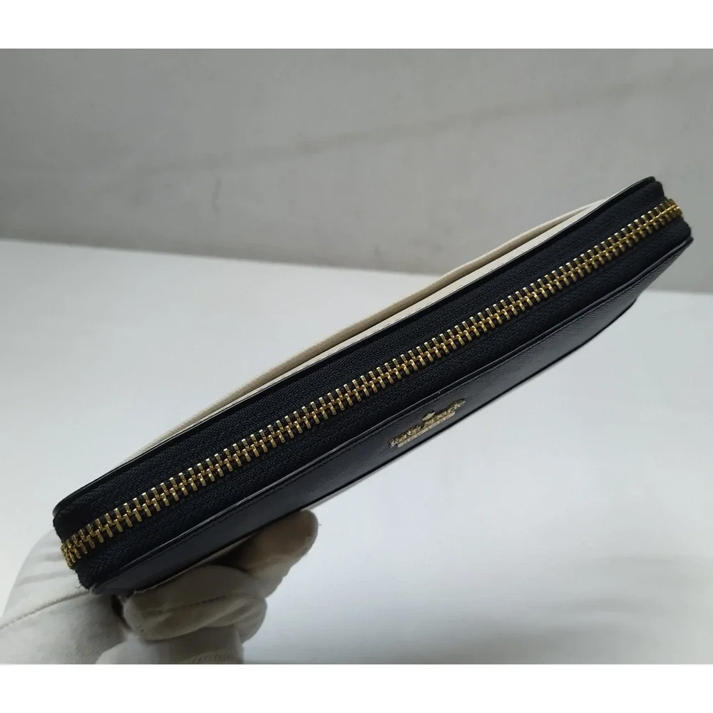Kate Spade New York Black White Leather Zip Around Credit Wallet